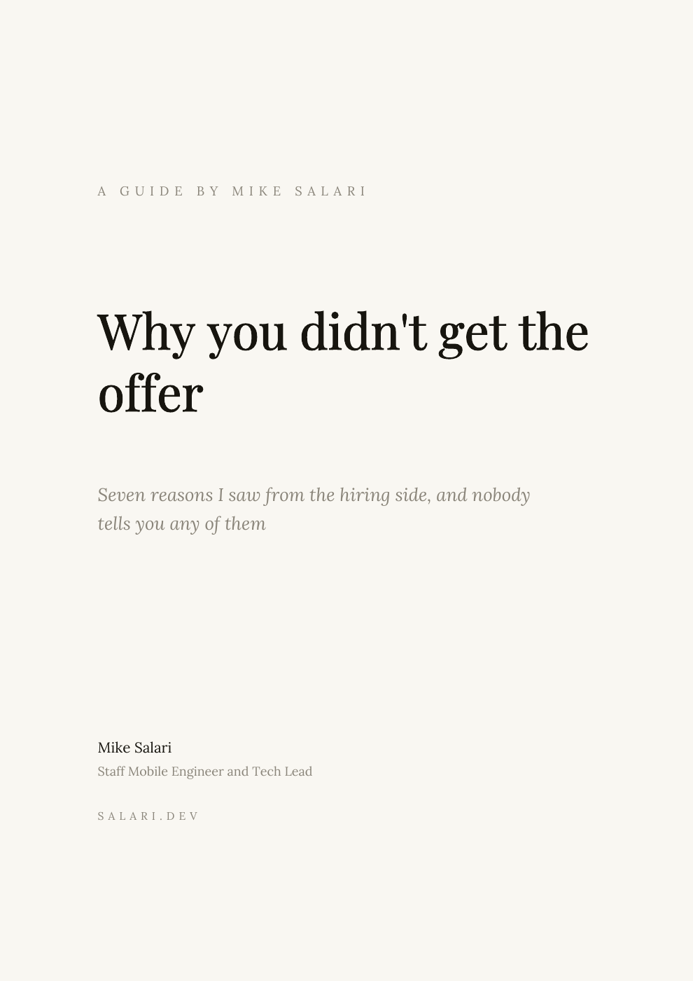 Cover of Why you didn't get the offer